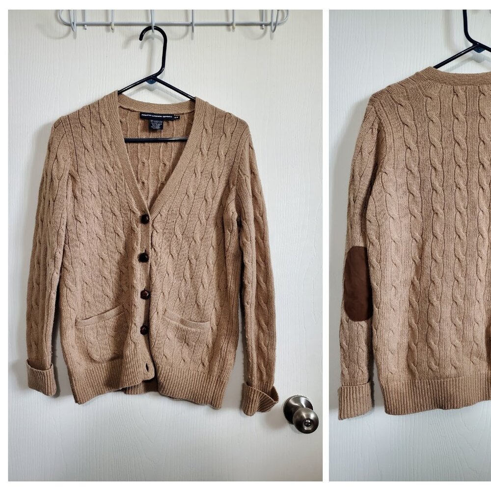 RALPH LAUREN POLO SPORT tan cardigan with elbow patches